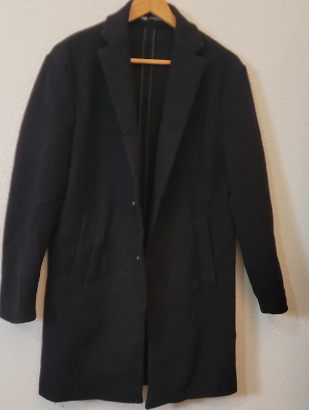 Zara Black Men's Wool-Blend Pea Coat